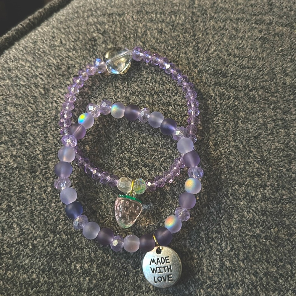 Purple charm bracelet, duo bundle